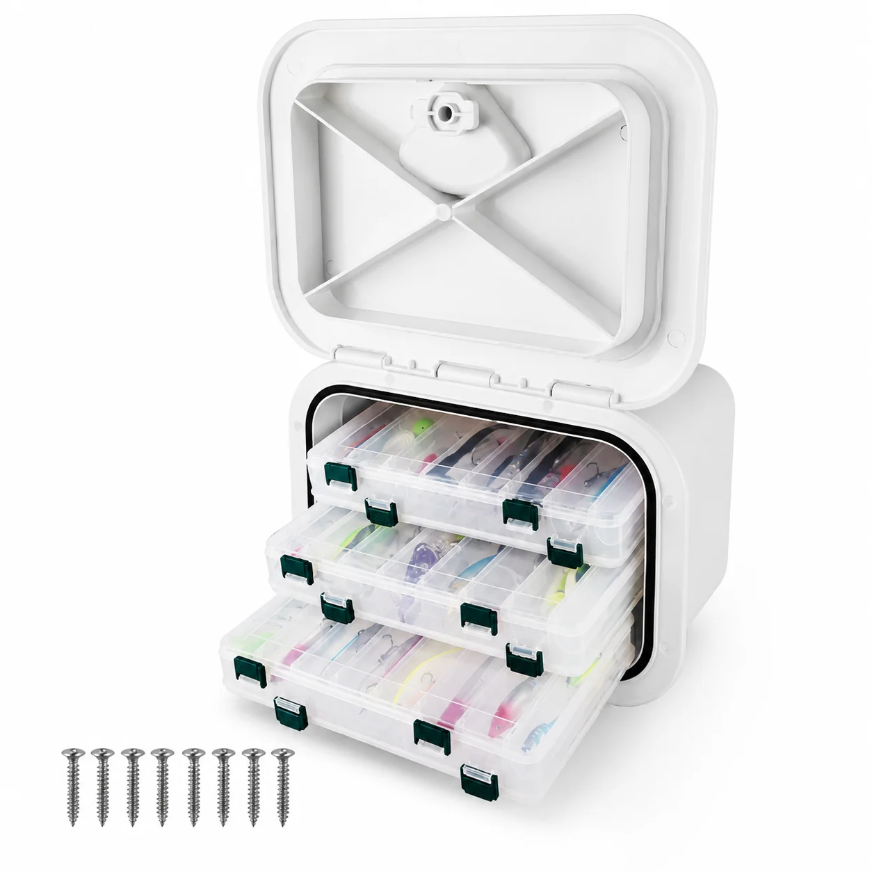 Marine Boat Fishing Gear Organizer Box ABS Embedded Storage Compartment for Bait Tackle Tools Kayak Yacht Deck Accessories