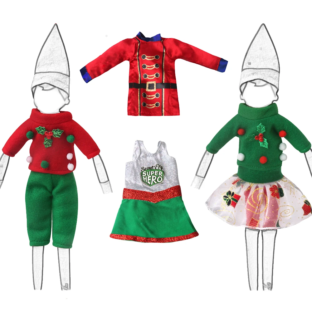 37 cm Elf Doll Accessories Elves Clothes Suit Christmas Red Boy Dolls Dress Set On Shelf Toys Skirt Children Christmas Gift