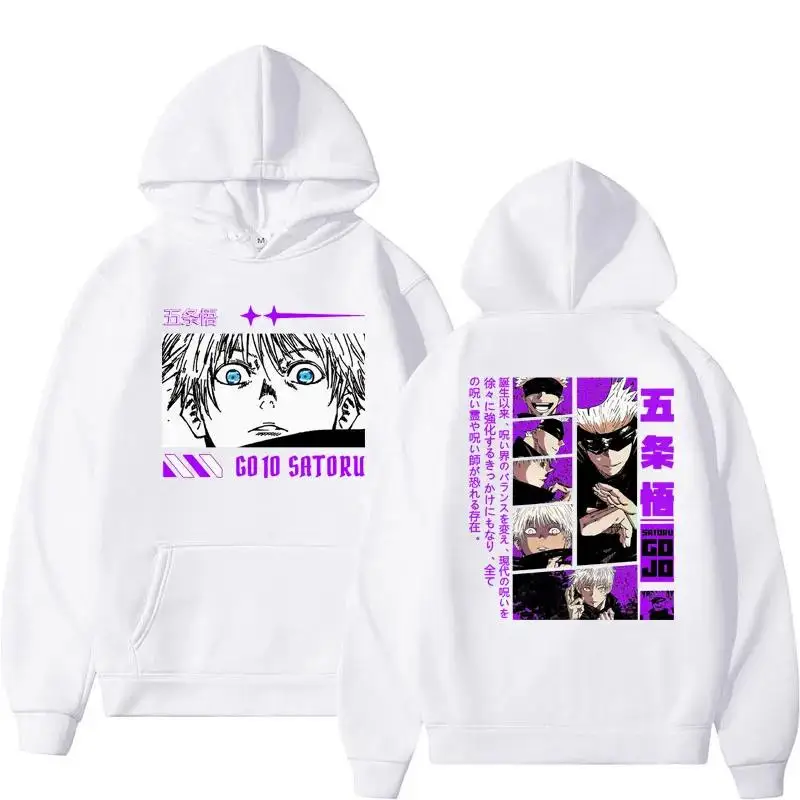 Anime Jujutsu Kaisen Gojo Satoru Hoodie for Men Women Hoodie Autumn Winter Long Sleeve Hooded Pullover Plus Size Streetwear