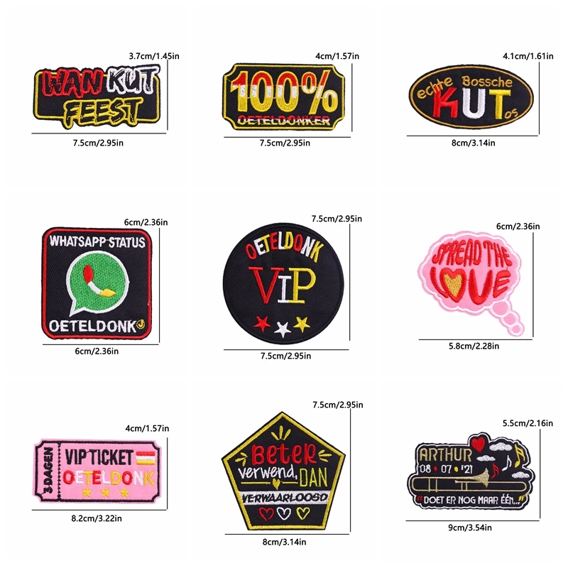 10PCS Netherland Carnival Patch Netherland Oeteldonk Emblem Embroidered Patches Iron On Patches DIY Celebration Gift
