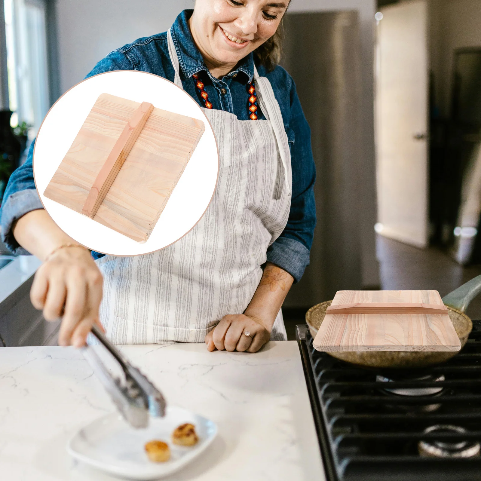 

Tamagoyaki Pan Lid Wooden Japanese Egg Pan Cover Safe Easy Use Longtime Reusable Debris Preventer 120mm Wood Cover