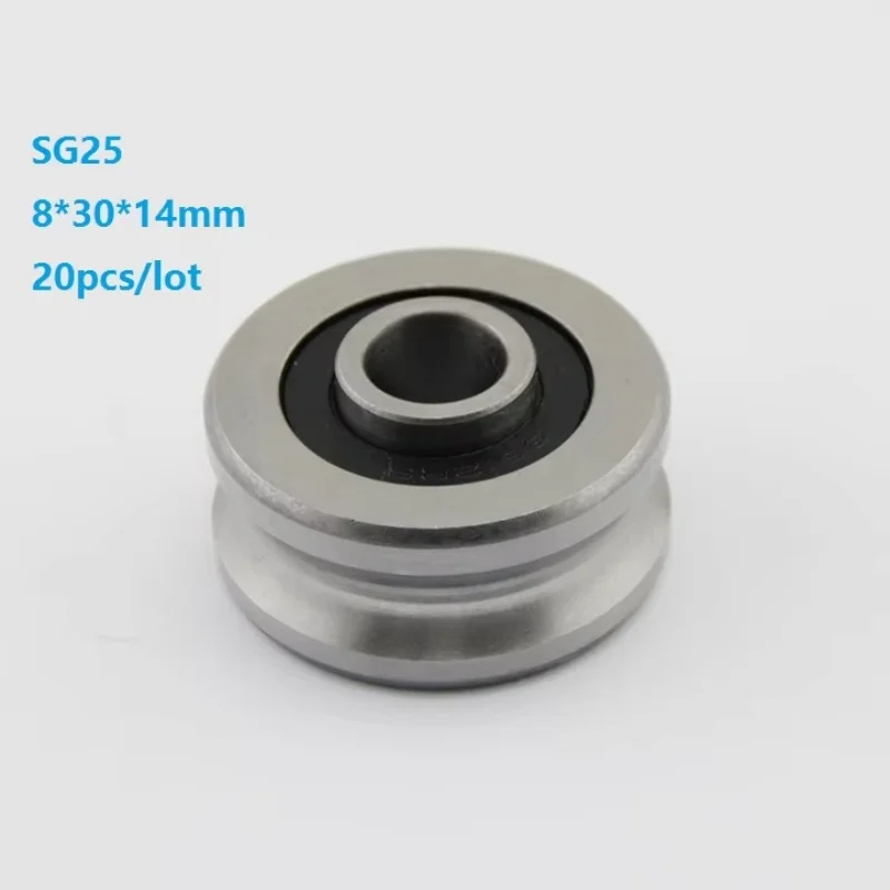 

20pcs/lot U groove roller bearing SG25 8x30x14mm roller wheel pulley ball bearing guide track 8*30*14 mm