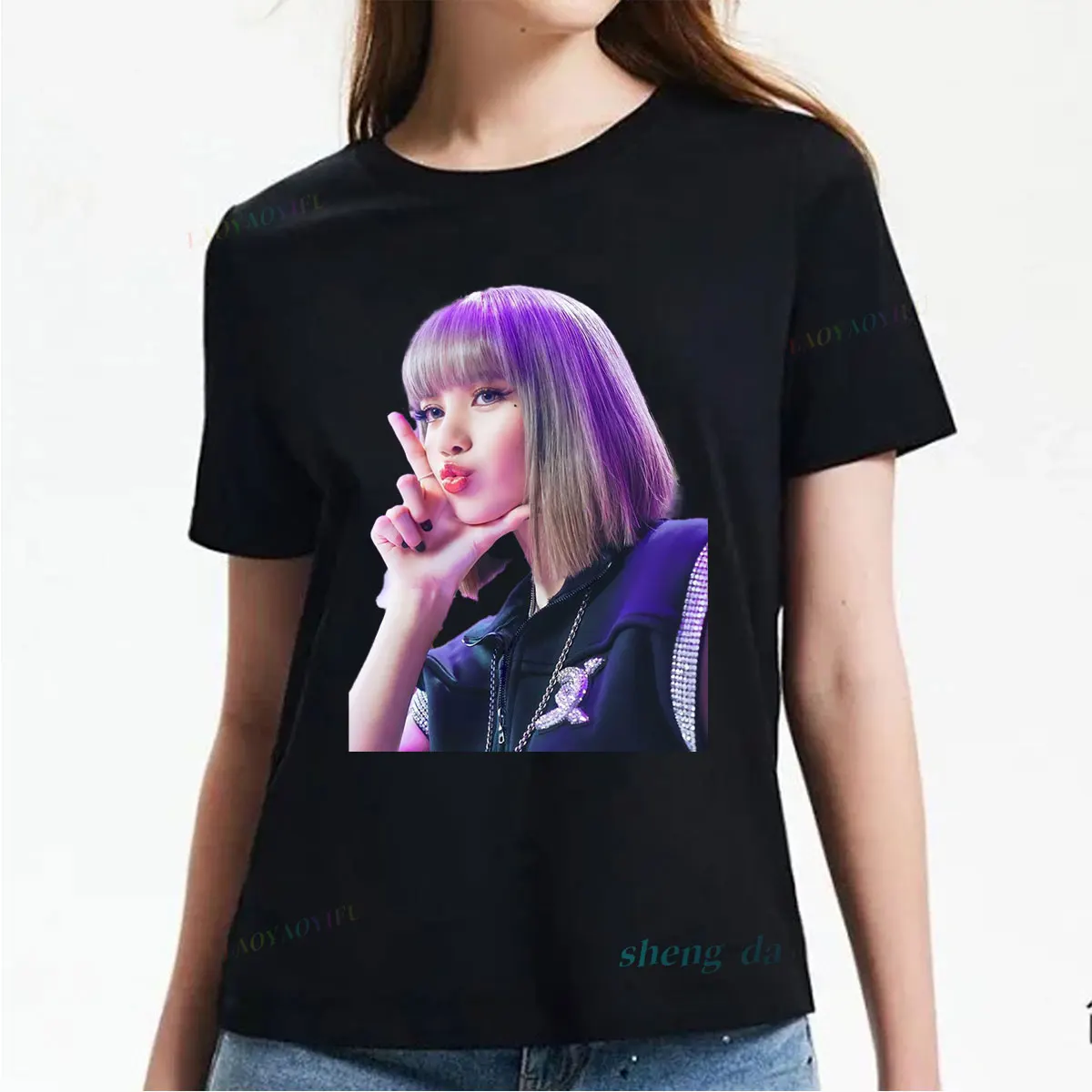 Kpop Lalisa Manobal Black-pink'Graphic T Shirts Fans T-shirt Lisa Woman Clothing Teenager Superstar Top Y2k Clothes