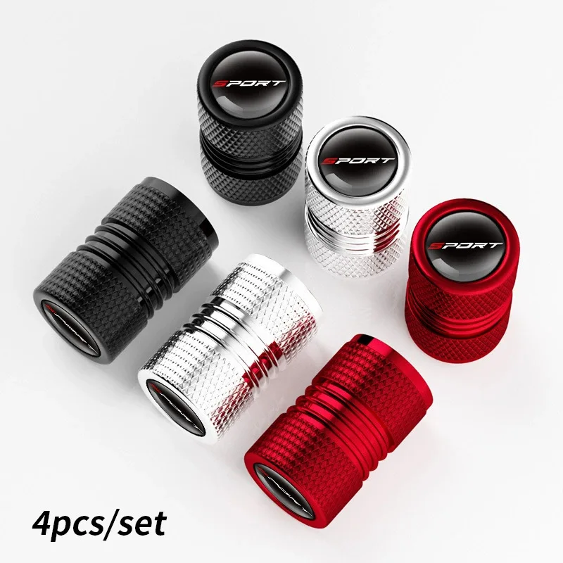 4PCS Sport Pattern Valve Stem Caps Aluminium Alloy Car Air Stem Cap Cars SUV Trucks Bikes Motorcycles Bicycles For Car Universal