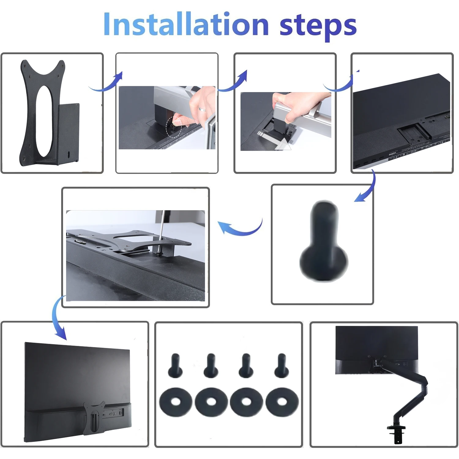 New VESA Adapter for HP M24h M27h 527sh 524sh by Mount Bracket for VESA 75x75 & 100x100 Monitors Arms Stands -Metal Material