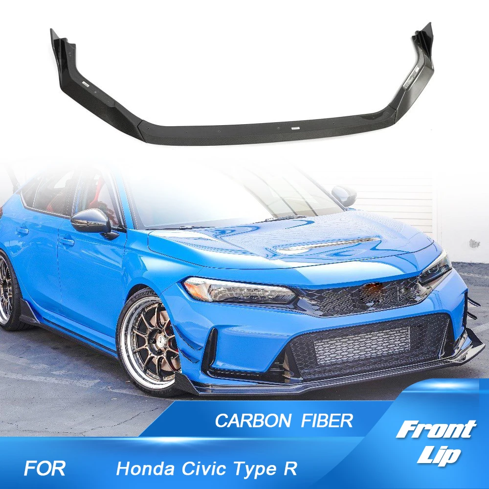 

For Honda Civic Type R 11th 2022 2023 Car Front Lip Spoiler Apron Splitters Protector 3PCS Carbon Fiber Car Front Bumper Lip