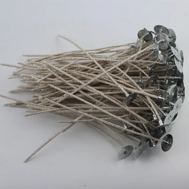 15cm Long 100 Pieces Tightly Woven Large Base Burning Smokeless Flame Stabilized Soybean Wax Core  Candle Wick