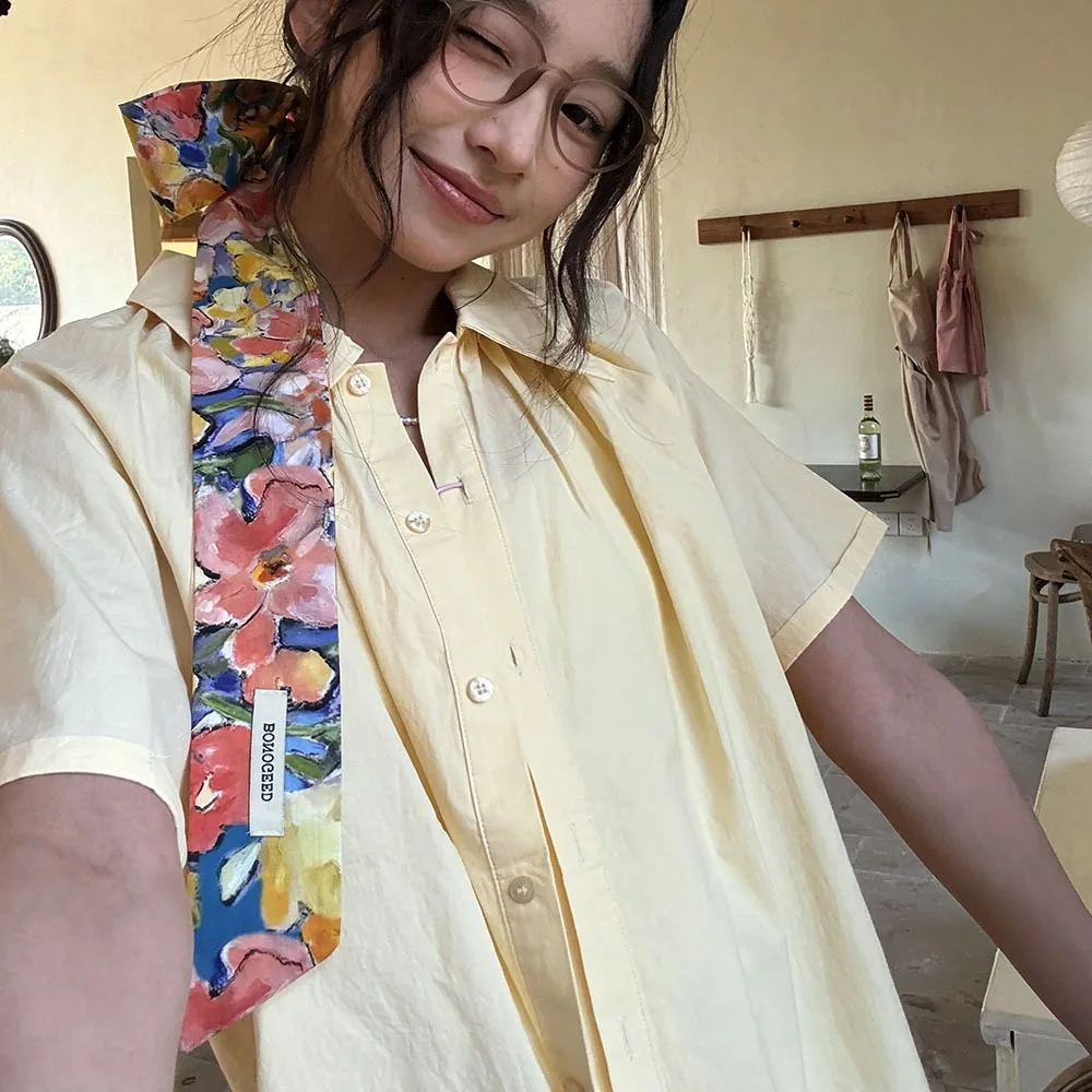 มัลติฟังก์ชั่ผ้าฝ้ายภาพวาดสีน้ํามันผ้าพันคอบางดอกไม้ผ้าพันคอ TULIP Polka Dot เข็มขัดสาว