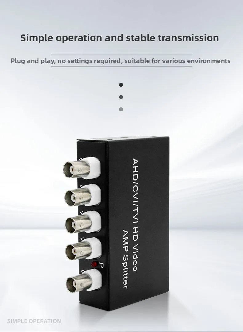 Nuovo segnale 1 in 4 out AHD/CVI/TVI Video Splitter Telecamera coassiale HD, Nero