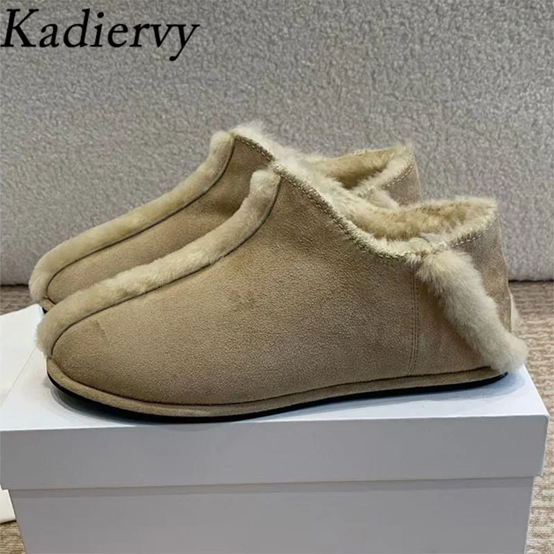 

Роскошные качественные короткие сапоги из коровьей замши, женские шерстяные теплые зимние ботинки без шнуровки с круглым носком, женская удобная женская прогулочная обувь на плоской подошве