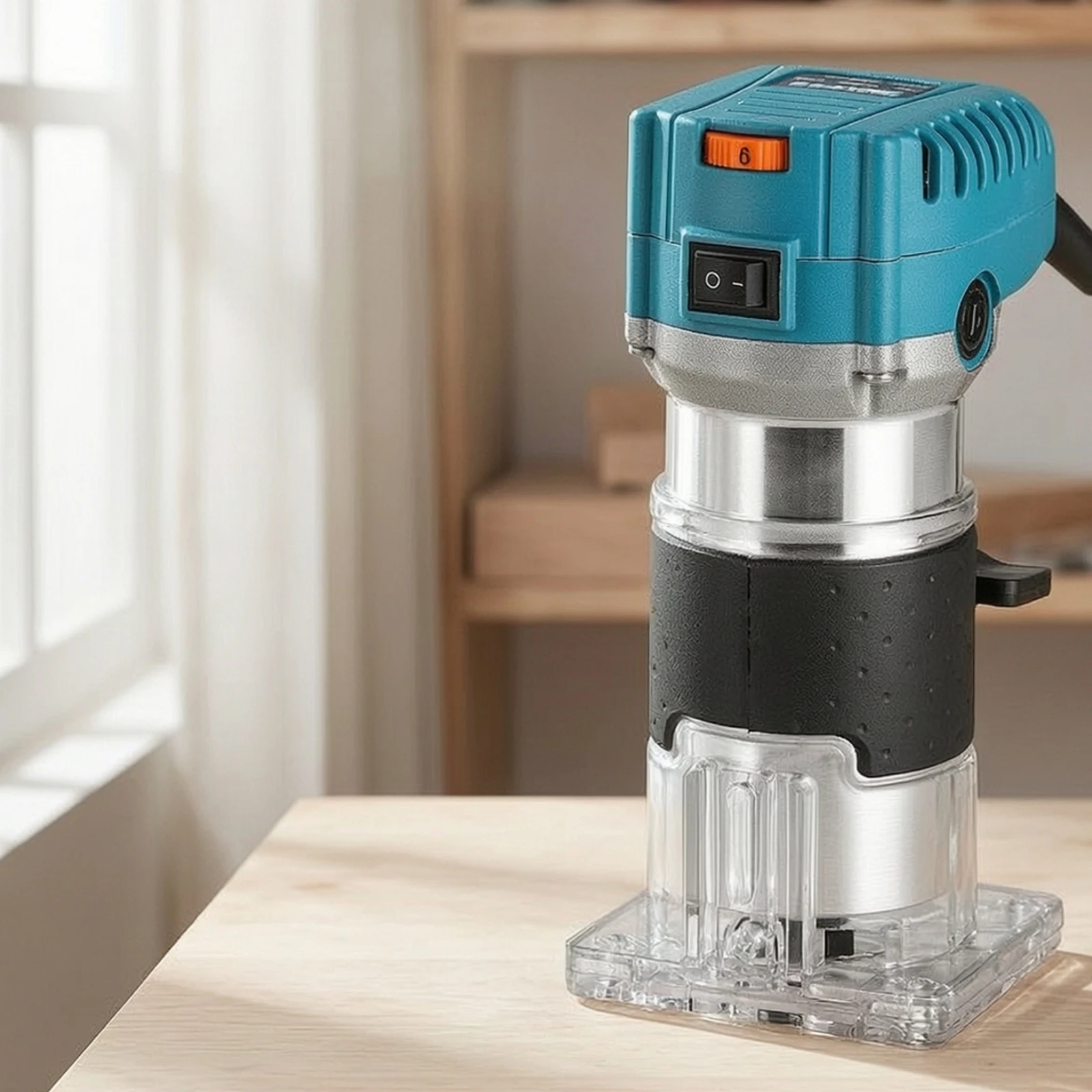 Wood Router with Transparent Base Adjustable Electric Wood Router Electric Hand Trimmer Corded Power Tool High Precision