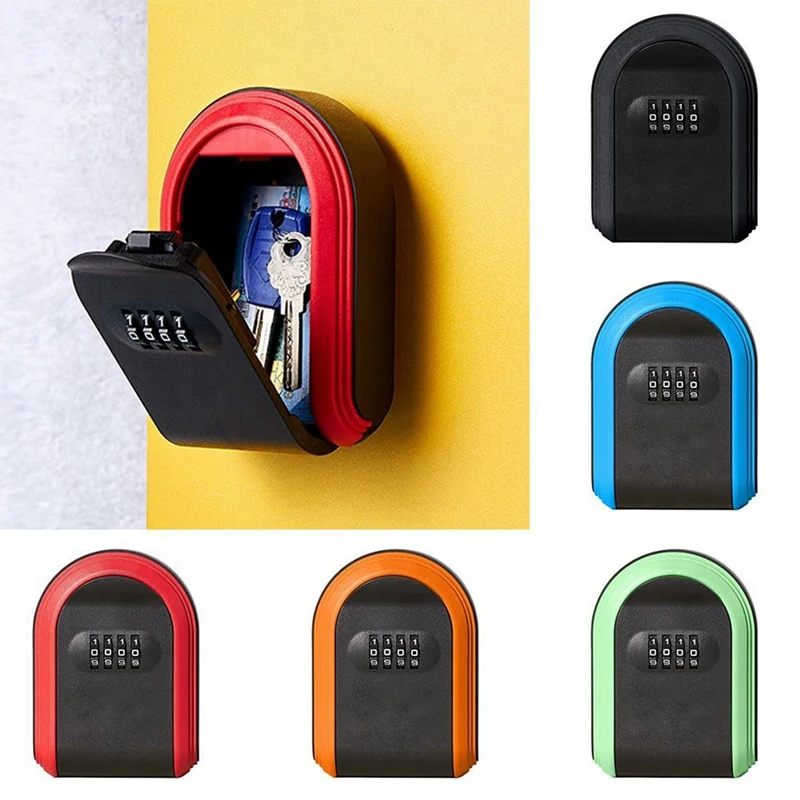 Key Safe Box Weatherproof 4 Digit Combination Outdoor Key Security Storage Case Key Lock Box Wall Mounted