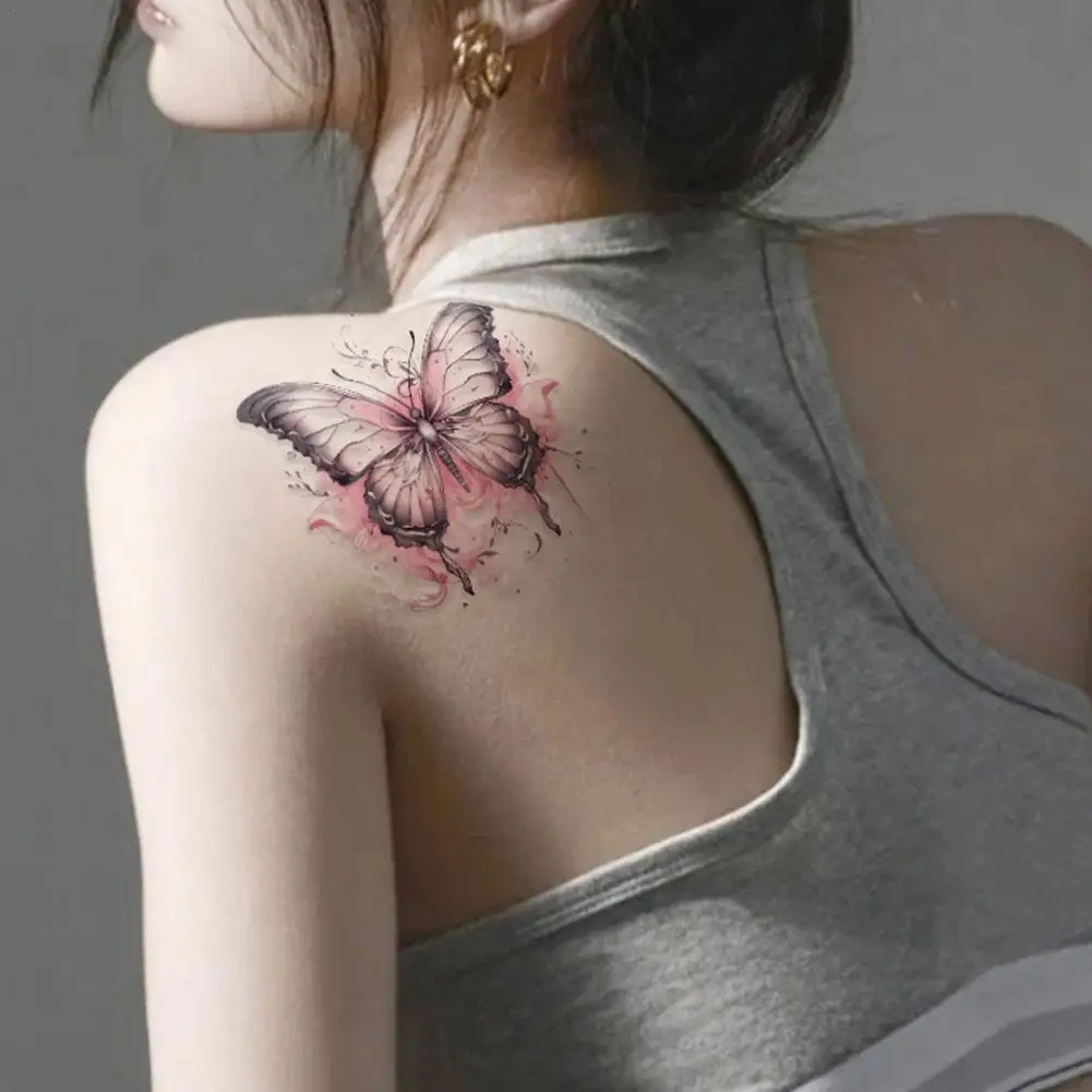 Dopamine Cute Bright Color Butterflies Waterproof Long Lasting Temporary Tattoos Kawaii  Style Simple Tattoo Stickers