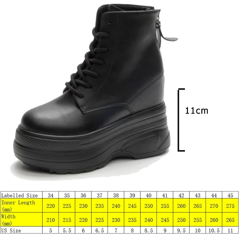 Fujin 11cm Microfiber Leather Durable Ankle Boots Wedge Spring Women Motorcycle Autumn Cushioned Platform Shoes