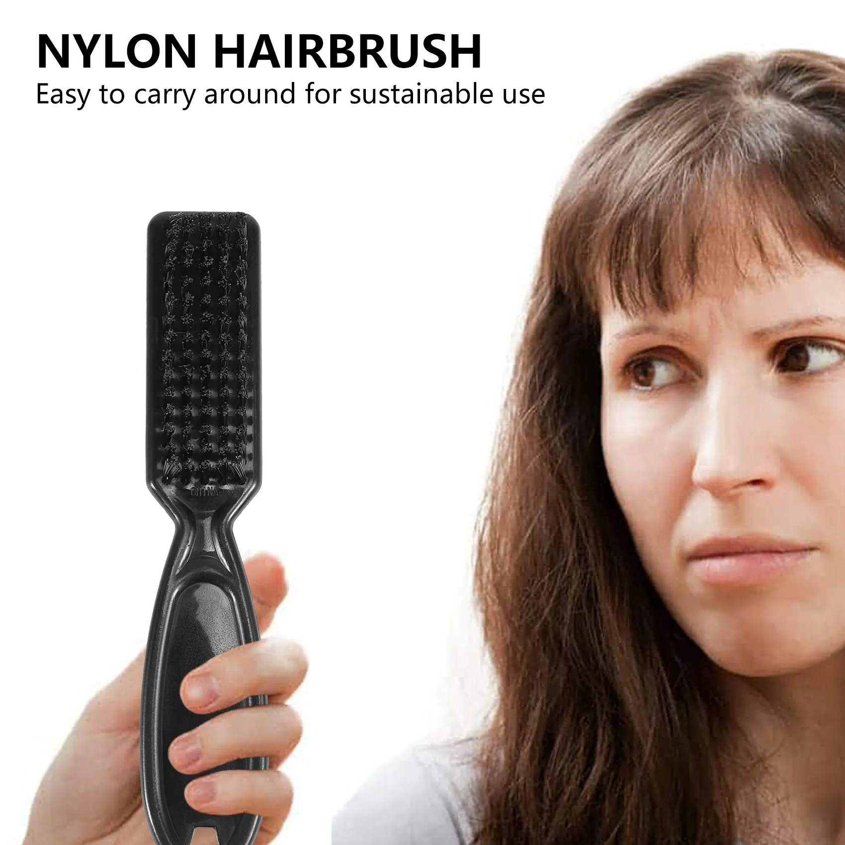 A66T-Fade Brush Comb Scissors Cleaning Brush Barber Shop Skin Fade Vintage Oil Head Shape Carving Cleaning Brush