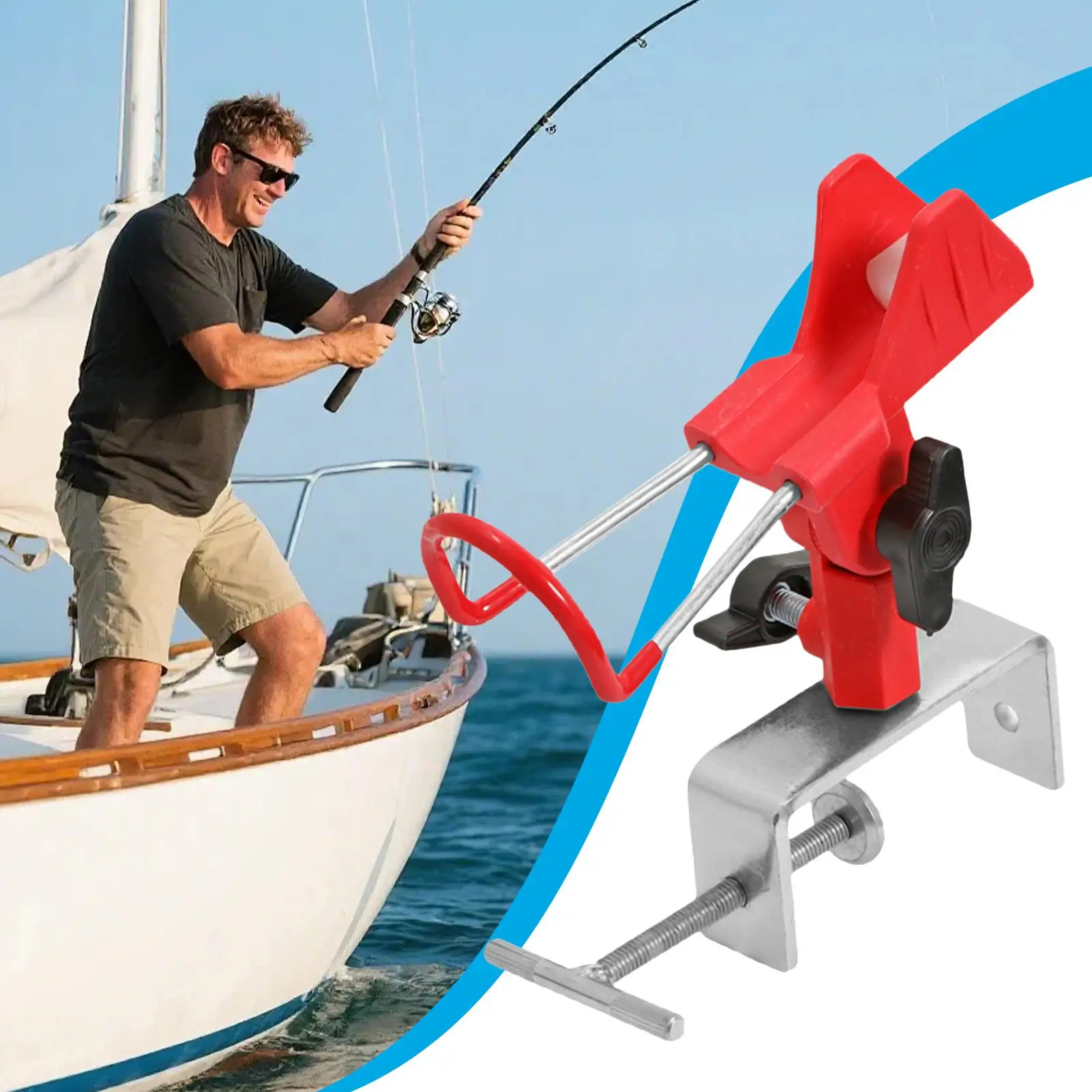 釣り船用ロッドホルダー-滑り止めポールサポート-360度調整可能なボートポールホルダー-ヨットカヤック桟橋-海水デッキ用