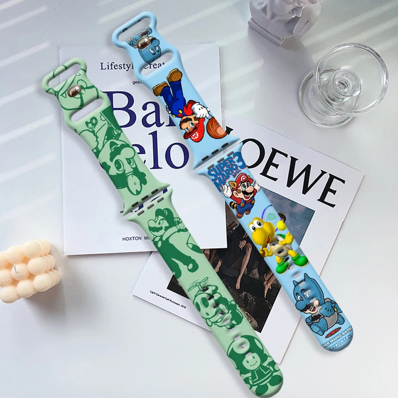 ماريو طباعة حزام ل iWatch 11 10 9 8 سيليكون الفرقة استبدال سوار ل أبل 46 مللي متر 44 مللي متر 42 مللي متر 41 مللي متر 38 مللي متر حزام الساعات #2