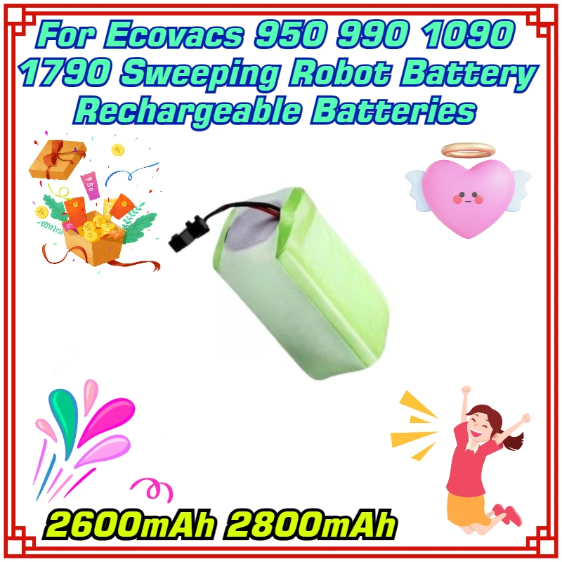 

2600mAh 2800mAh For Ecovacs 950 990 1090 1790 Sweeping Robot Battery Rechargeable Batteries