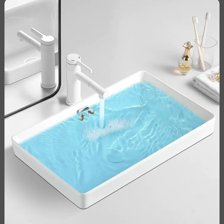 

Ceramic Taichung Basin Semi-Washbasin Hotel Bathroom Washbasin Rectangular Basin Balcony Laundry Basin