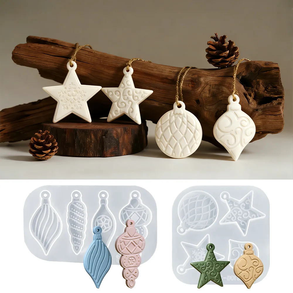 

Силиконовая форма с рождественской звездой, украшение «сделай сам», диффузор, каменная форма для декора рождественской елки и изготовления подарков, декор для литья из эпоксидной смолы