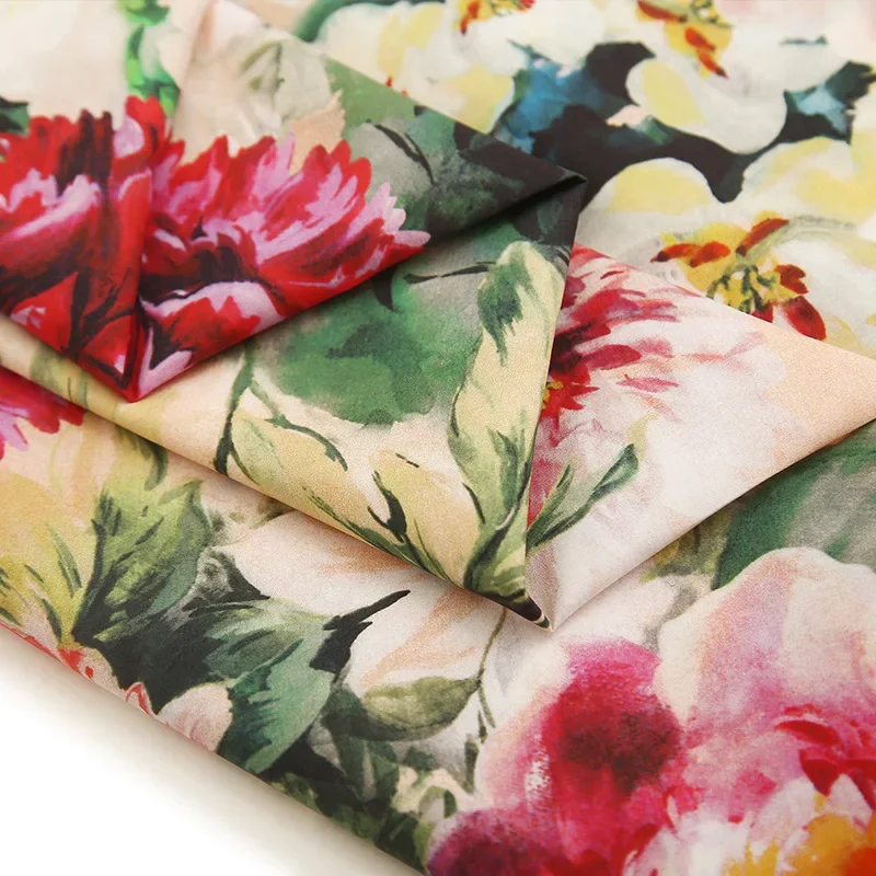 New Cotton Printing Fashion Cloth European and American Style Colorful Flower Digital Printing Clothing Handmade DIY Fabric