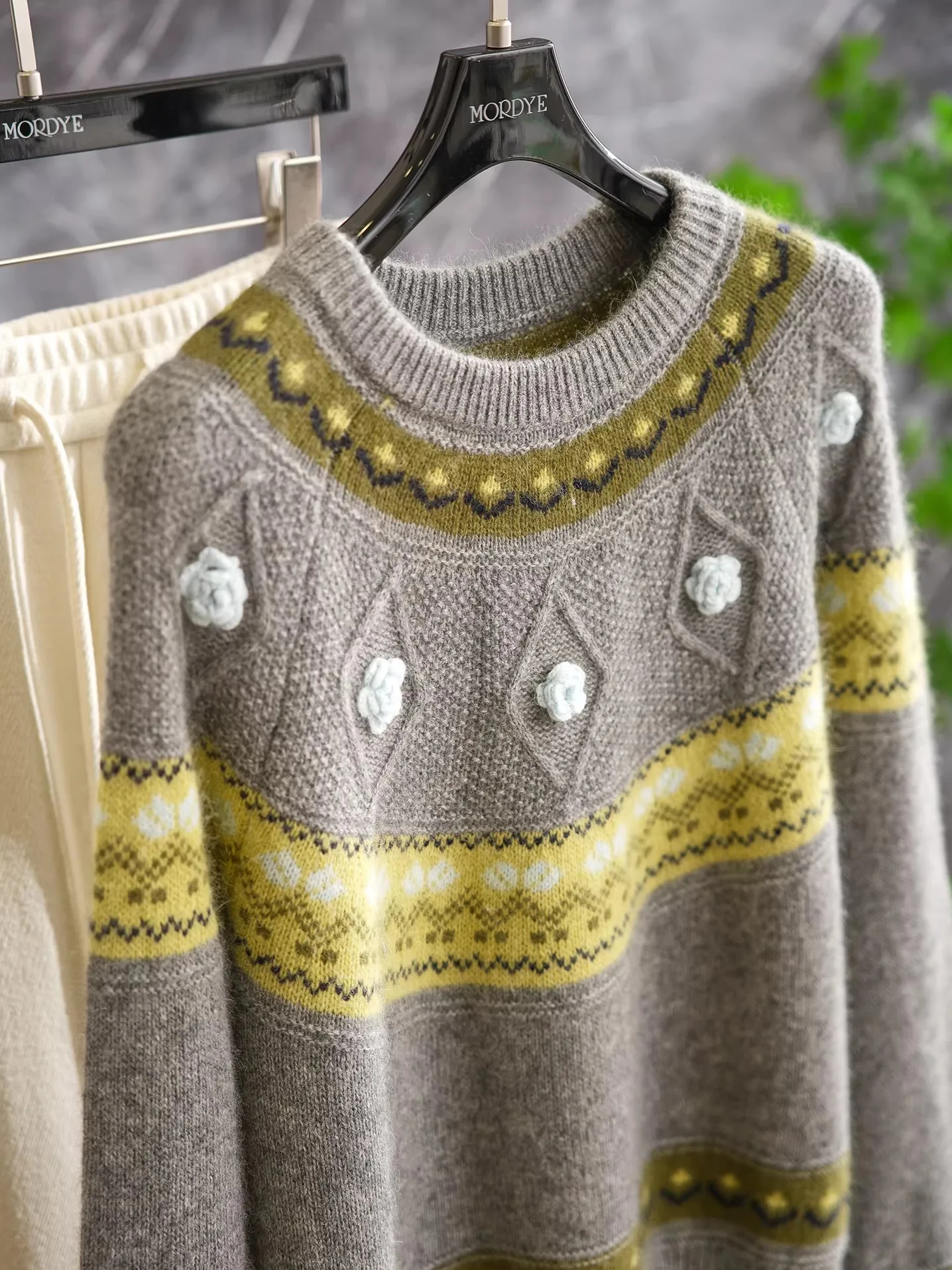 

Linfei Heavyweight 00 Wool etland Tea Rose Twist Knit oulder Sve Sweater Soft Woolen Knitted Top for Women