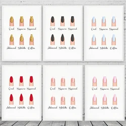 Fashion Nail Shapes Beauty Salon Spa Canvas Posters and Prints Decor Makeup Gifts Nail Type Guide Art Canvas Picture Home Decor