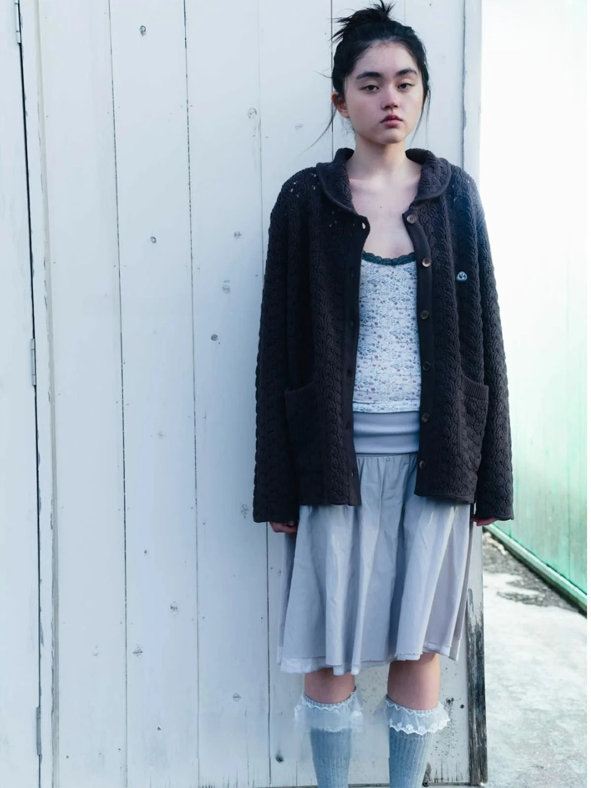 

Повседневная уникальная двухслойная расклешенная юбка SEI, женская повседневная одежда f-длины, дизайн с высокой талией, корейская юбка трапециевидной формы