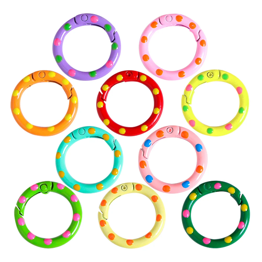 

10pcs Spring Buckle Rings Metal Keyring Clasp Clip for Binding Loose Leaf Paper Cards Keys Documents Round Spring Clasps Office
