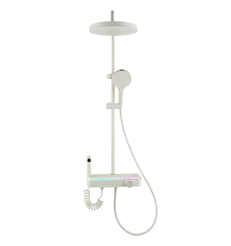 Hot Sale Luxury Polished Brass Ceramic Smart Shower System Wall Mounted Shower Panel Head Rain Effect Hotel & Villa Shower Set