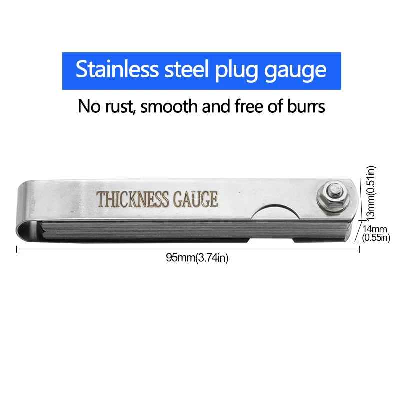32 IN 1 Blade Feeler Gauge Metric and Imperial Gap Measuring Tool Gauge Stainless Steel