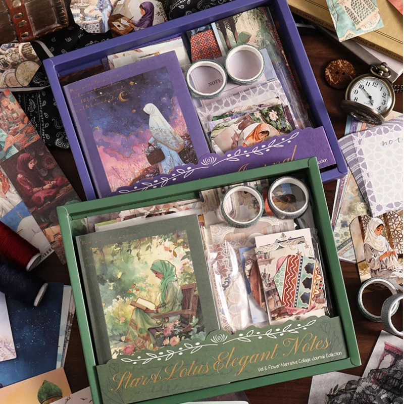 Anime Illustration Style Journal Gift Box Set Decorative Stickers for Scrapbooking DIY Craft Supplies