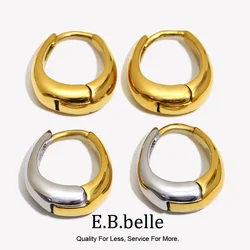E.B.belle 2 Tones Pear Shape Small Hoop Earrings For Woman Hypoallergenic Ladies Titanium Steel Creole Stainless Steel Earring