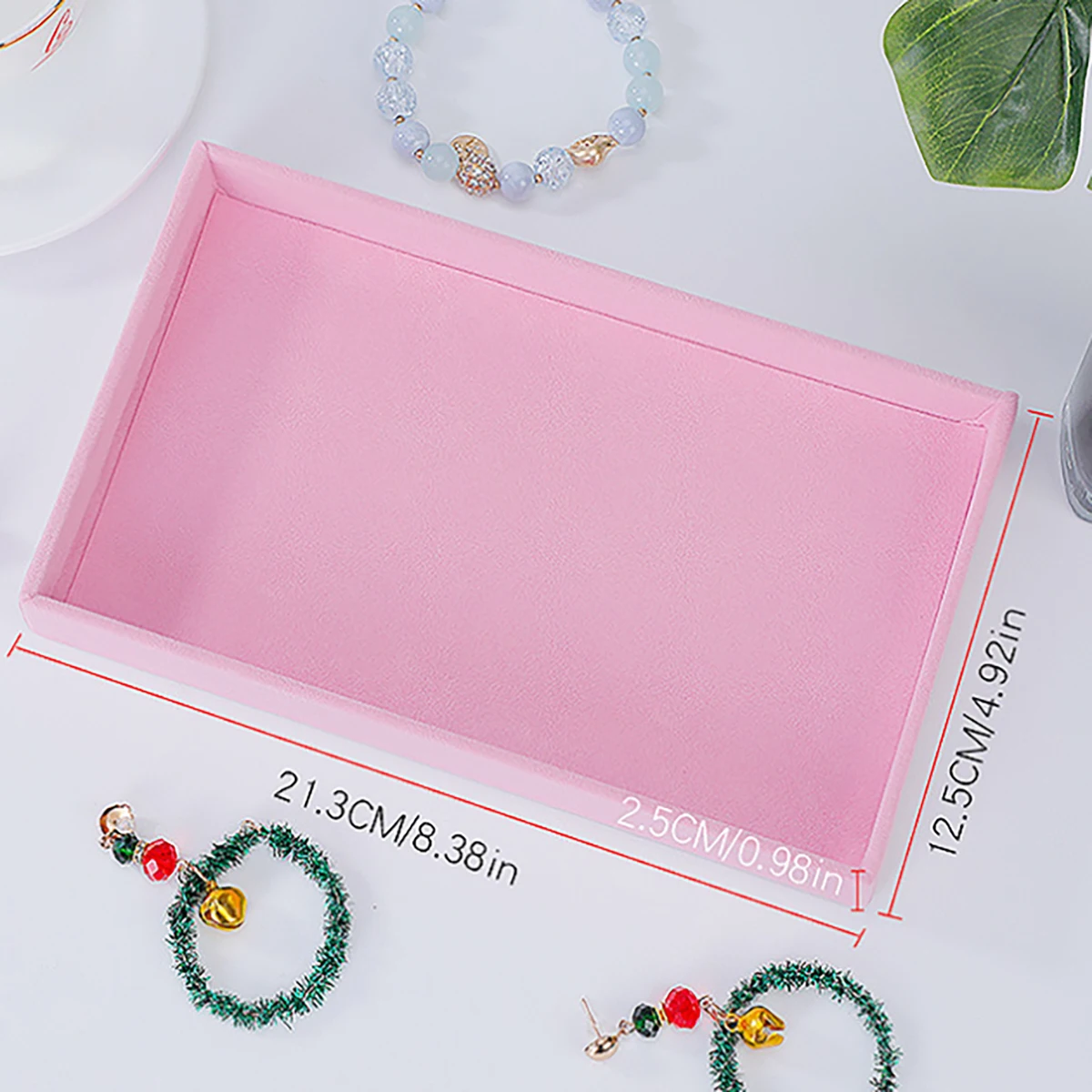 Velvet Jewelry Tray Storage Drawer Small Stackable Beige Jewelry Boxes and Packaging Suitable for Ring Earrings Simple Practical