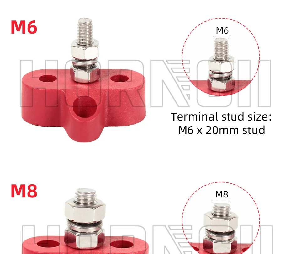 Terminal Block Stud M6 M8 M10 DC 48V Bus Bar Leistung Terminal Block Positive Negative Feste verdrahtung schrauben für lkw RV Schiff Boot – Detail 4