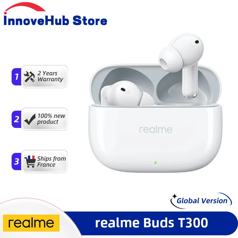 Global Version realme Buds T300 T 300 TWS Earphone 30dB Active Noise Cancelling 12.4mm Dynamic Bass Driver BT5.3 IP55 Wireless