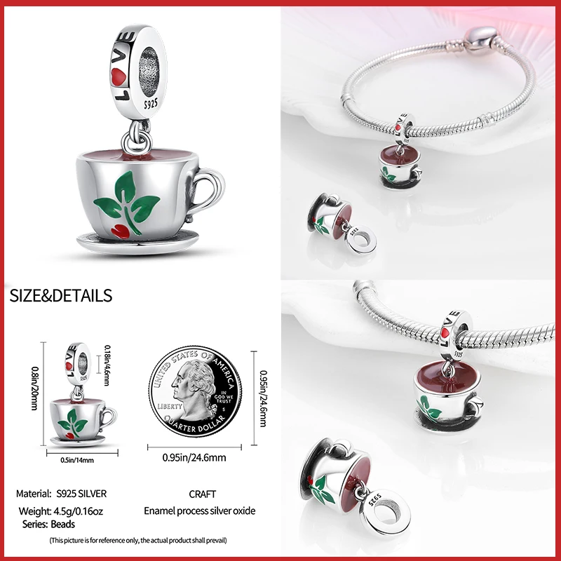 925 Sterling Silver Coffee Cake tè pomeridiano collezione Charm Beads per Pandora bracciale originale bellissimo regalo di gioielli fai da te