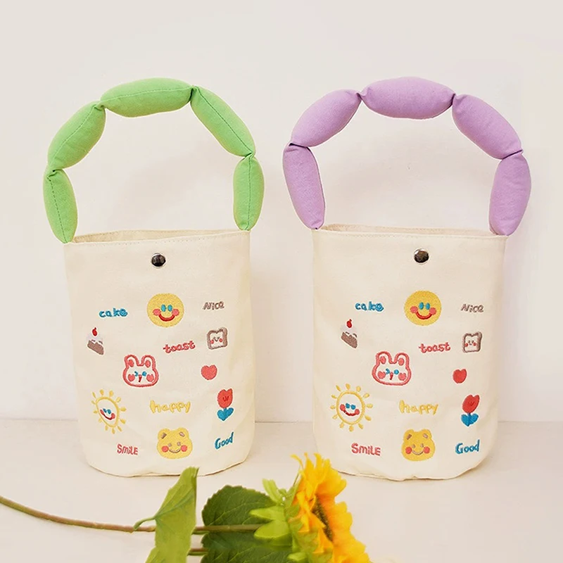 أزياء لطيف المرأة المطرزة قماش حقيبة الكتف تخزين حقيبة الغداء #5