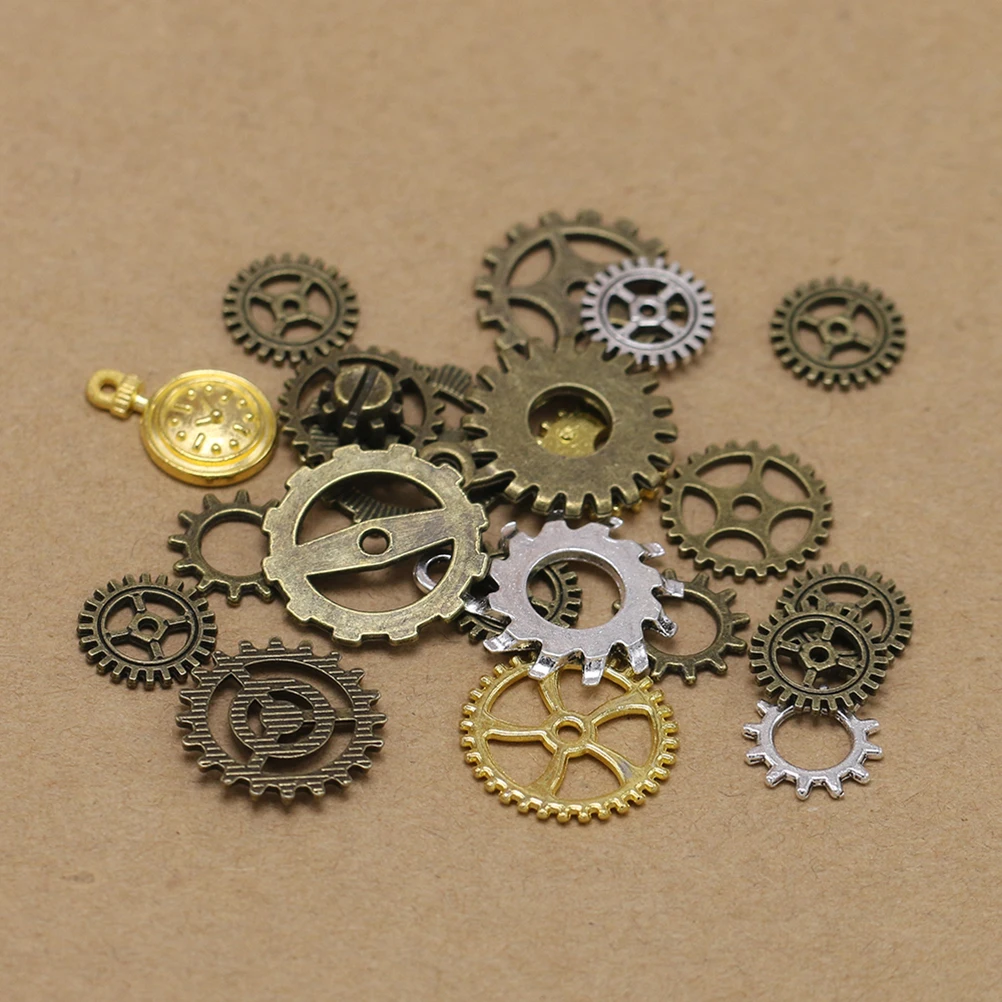 

50Pcs Steampunk Gear Charms Mixed Sizes Designs Durable Alloy for DIY Jewelry Making Necklace Pendant Scrapbooking