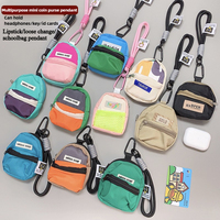 Trendy color-blocking charm: Small schoolbag design, small bag, coin purse, lanyard, earphone case, lipstick storage