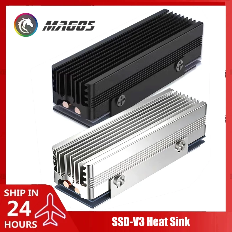 SSD-V3 M.2 NVMe 2280 SSD Heatsink Dual Copper Heat-tube High Efficiency Radiator with Double-sided SSD Thermal Pad