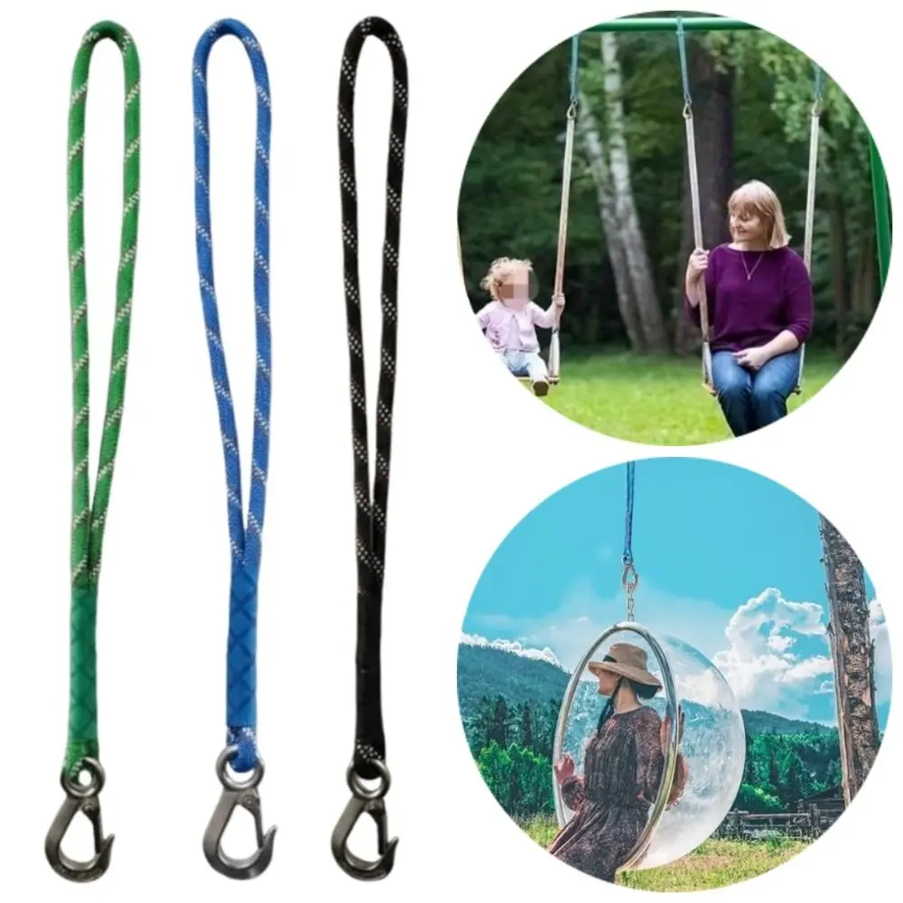 50/100/150cm Swing Hanging Rope Wear-resistant Large Load-bearing Heavy Duty Polyester Sling with Stainless Steel Hook