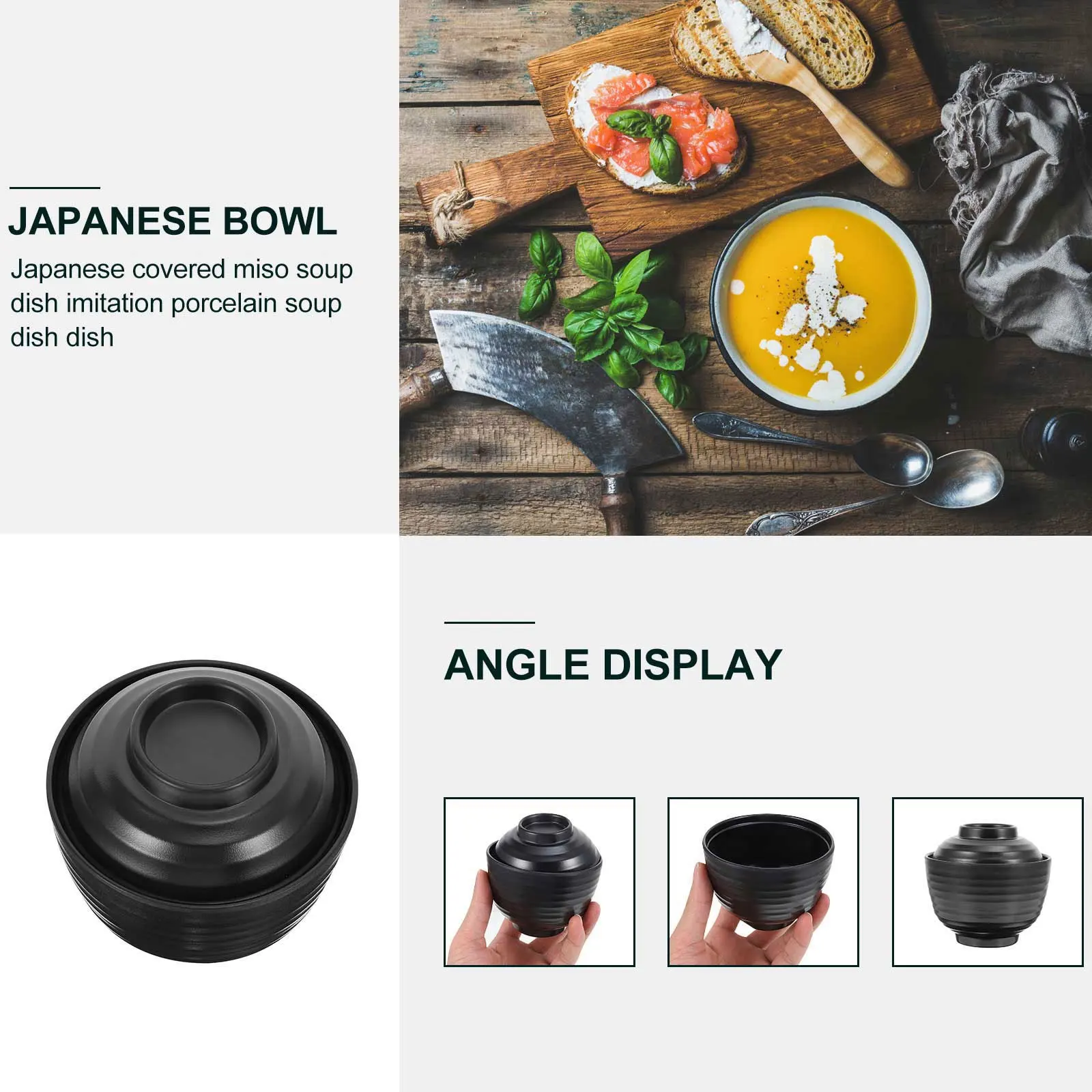 

Miso Soup Bowl With Lid Kitchen Supplies Kitchen Tableware Black Microwave Safe Japanese Design Dining Accessories