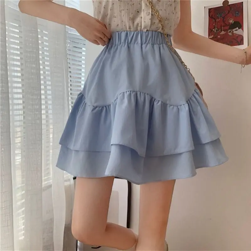 Ayanggao Kawaii Mode Ruche Rok Voor Dames 2024 A-Lijn Korte Rok Half Dames Zomer Hoge Taille Mini Rok