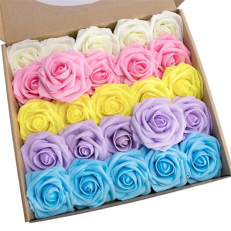 

25/50pcs Artificial Flowers,Fake Flowers Roses,DIY Wedding Bouquets Centerpieces Bridal Shower Party Home Arrangement Decoration