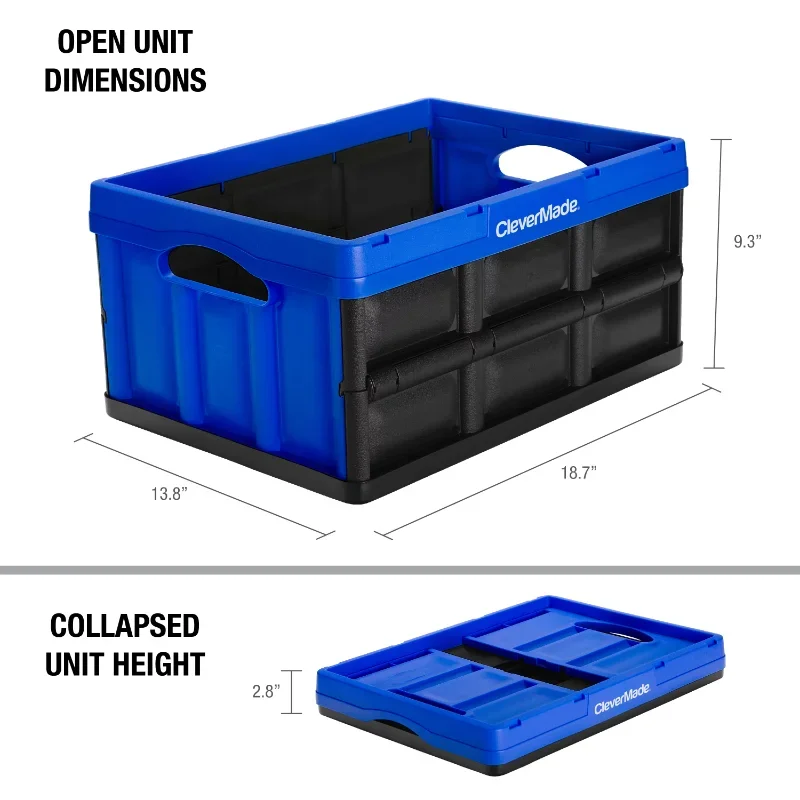 Collapsible Plastic Storage Bin, No Lid, for Adults 8 gal Royal Blue, 3 Packstorage  storage boxes  storage box