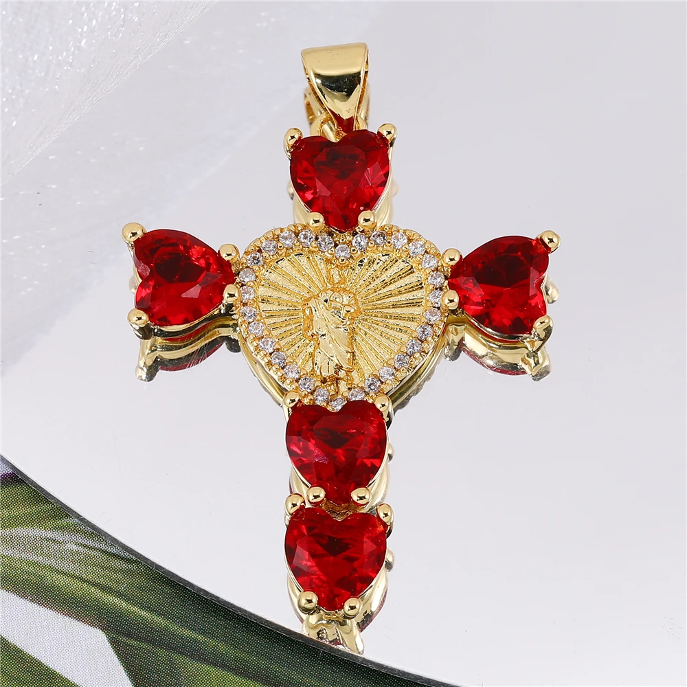 Juya hearts zircon Simple Cross Shape Charms Pendants for Jewelry Making Personality Long-lasting Color Gift Pendant Accessories image 6