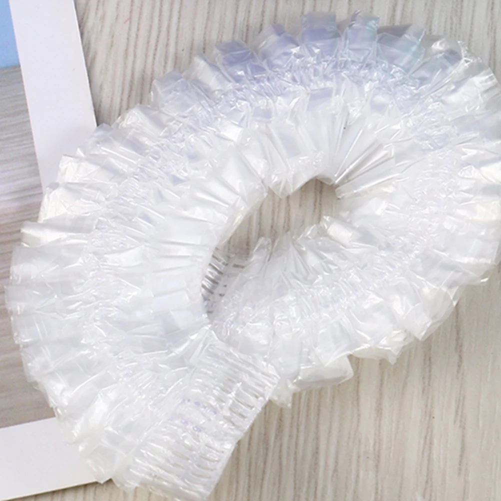 

100 Pcs Waterproof Shower Cap Durable Hair Protection Salon Bathing Accessories Portable Travel Size Plastic Bath Hat