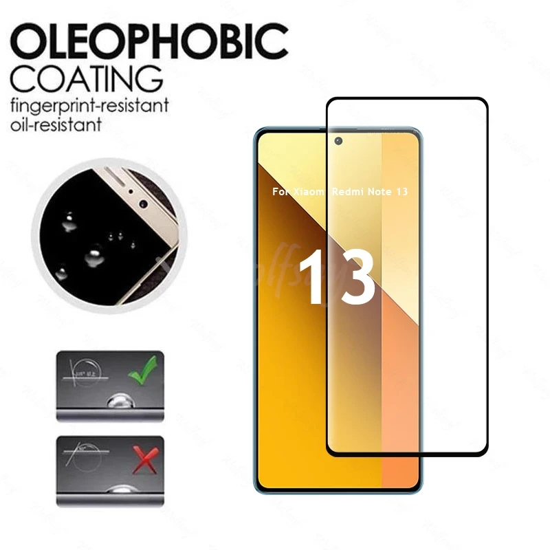 6 In 1 For Xiaomi Redmi Note 13 Glass Tempered Glass Redmi Note 13 Glass Full Cover Screen Protector Camera Film Redmi Note 13