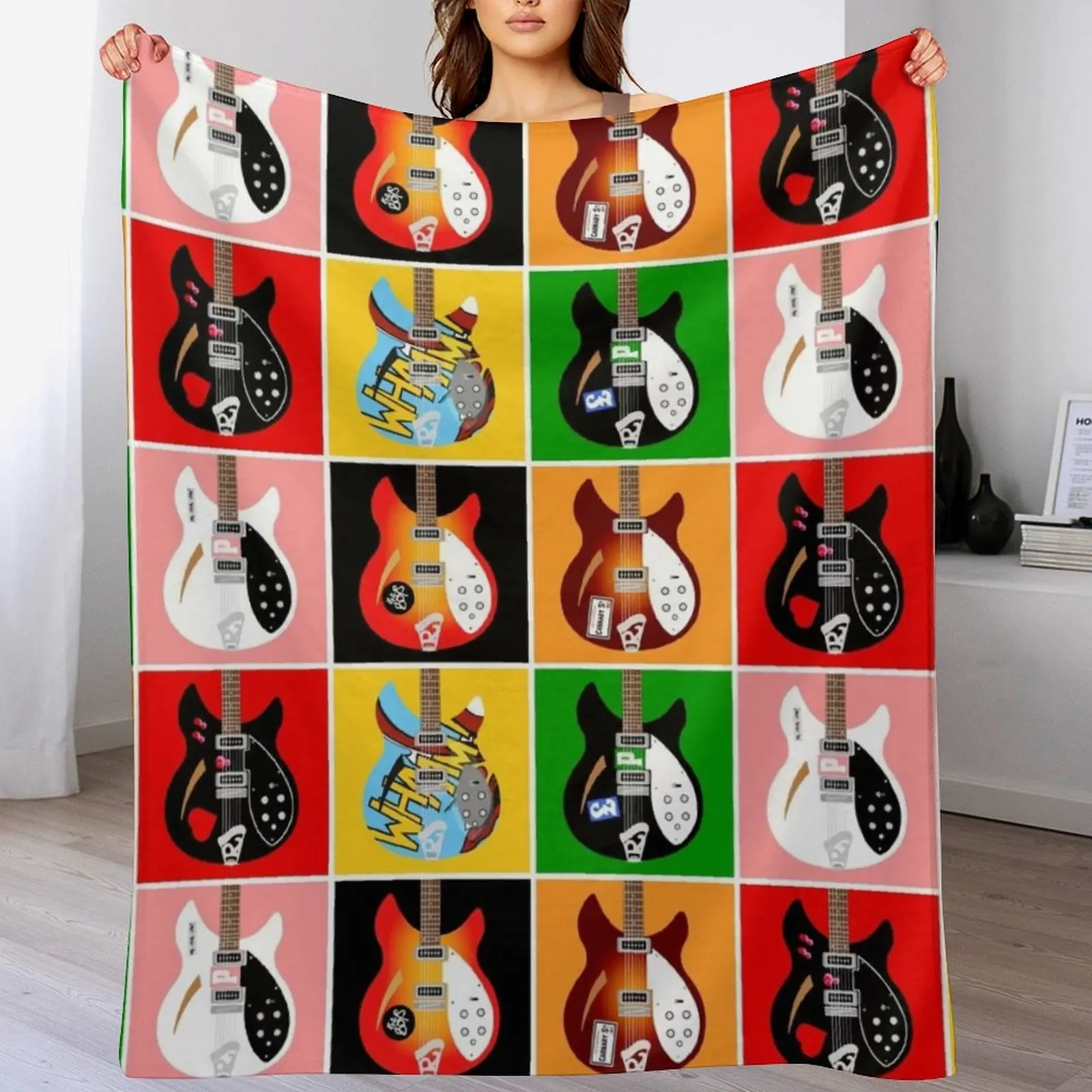 Paul Weller's Jam Rickenbacker Guitars Throw Blanket funny gift Quilt heavy to sleep Blankets